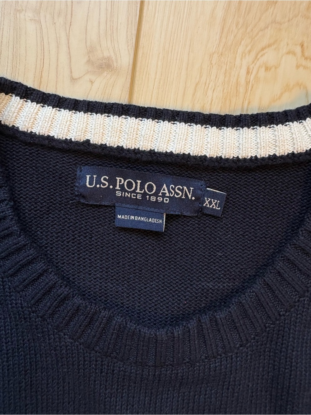 U.S. Polo Assn. American Flag Navy Cotton Crewneck Sweater - Picture 3 of 6